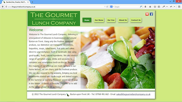 The Gourmet Lunch Company website